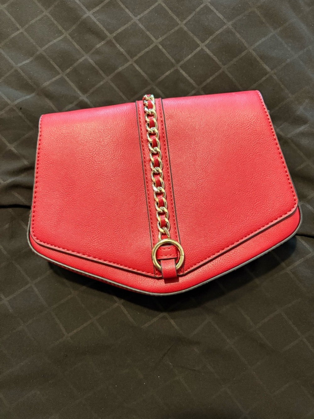 INC International Concepts Red Envelope Clutch with Gold Chain